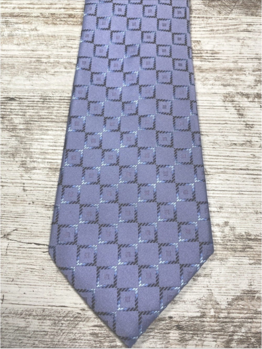 Claiborne Silk Tie Light Blue Lavender Geometric 58x4 Business Wedding Formal
